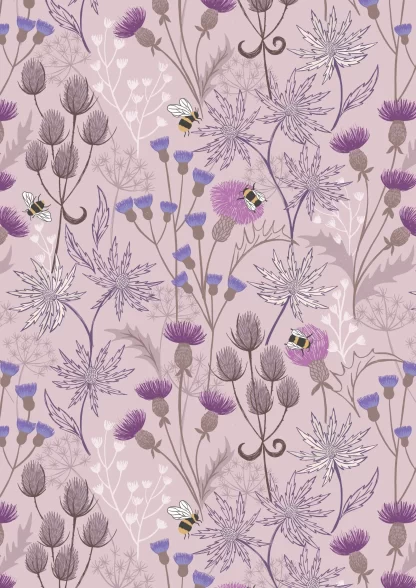 A607.2 Bee & Thistles on Pale Lavender
