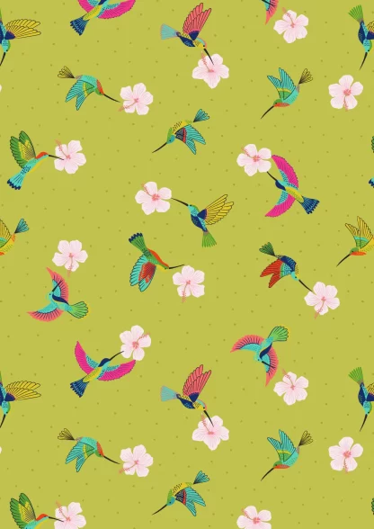 Scattered Hummingbirds on Tropical Green