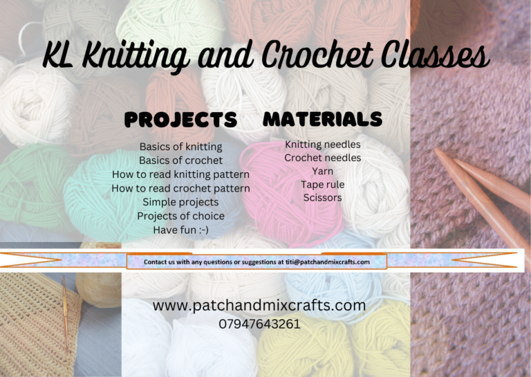 Knitting and Crochet Classes PnMC Patch And Mix Crafts